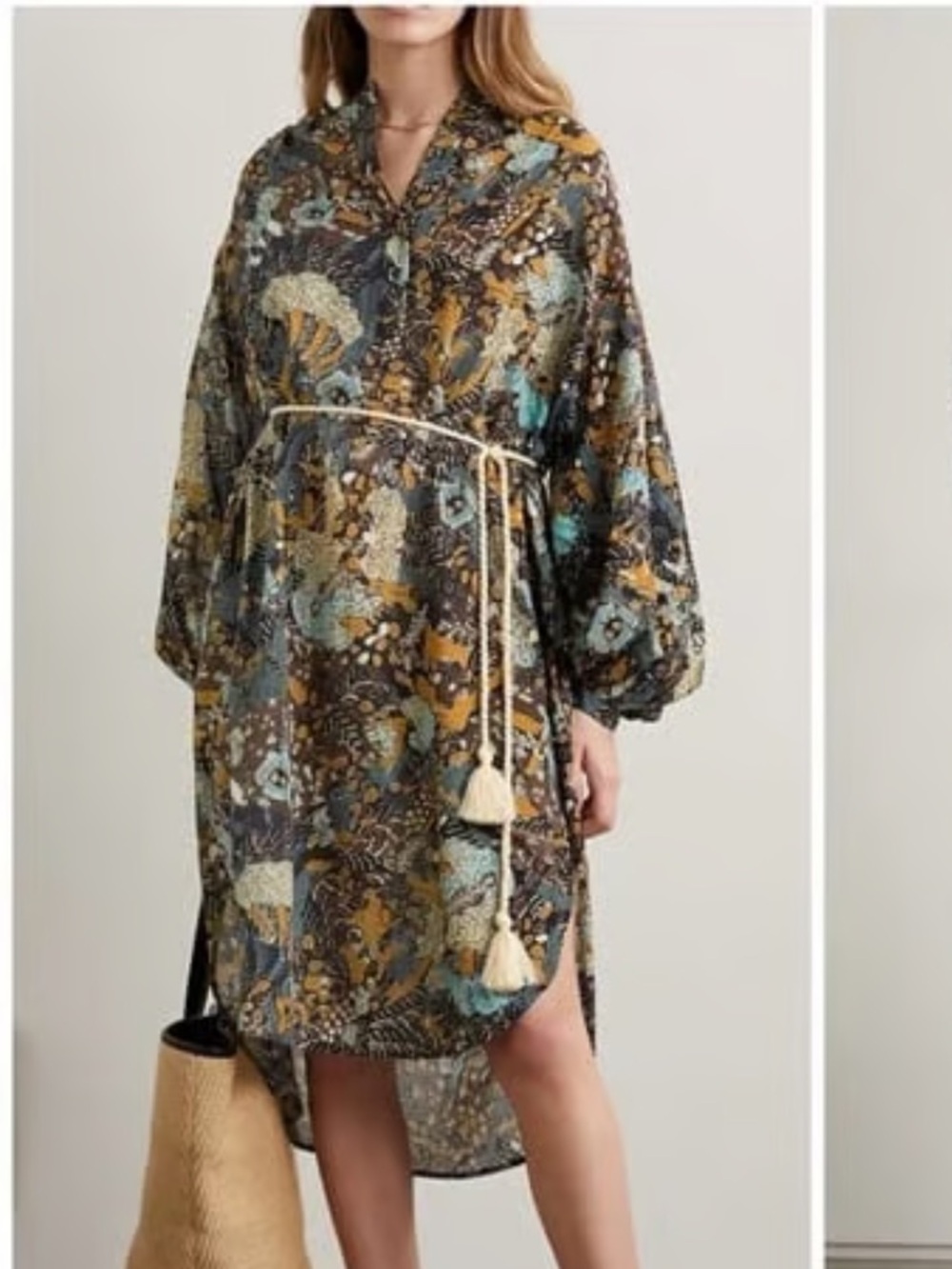 Ulla Johnson Agadir Batik Long Sleeve Women's Cover Up Dress Medium